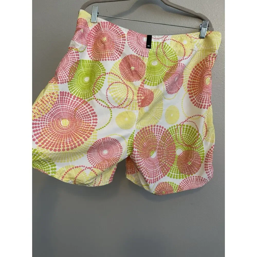 VTG Y2K ONeill Mens 36 Board Shorts Swim Trunks Surfer Beach Pink Yellow 90s